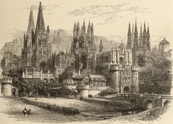 Pont, porte et cathédrale de Burgos, illustration de 
